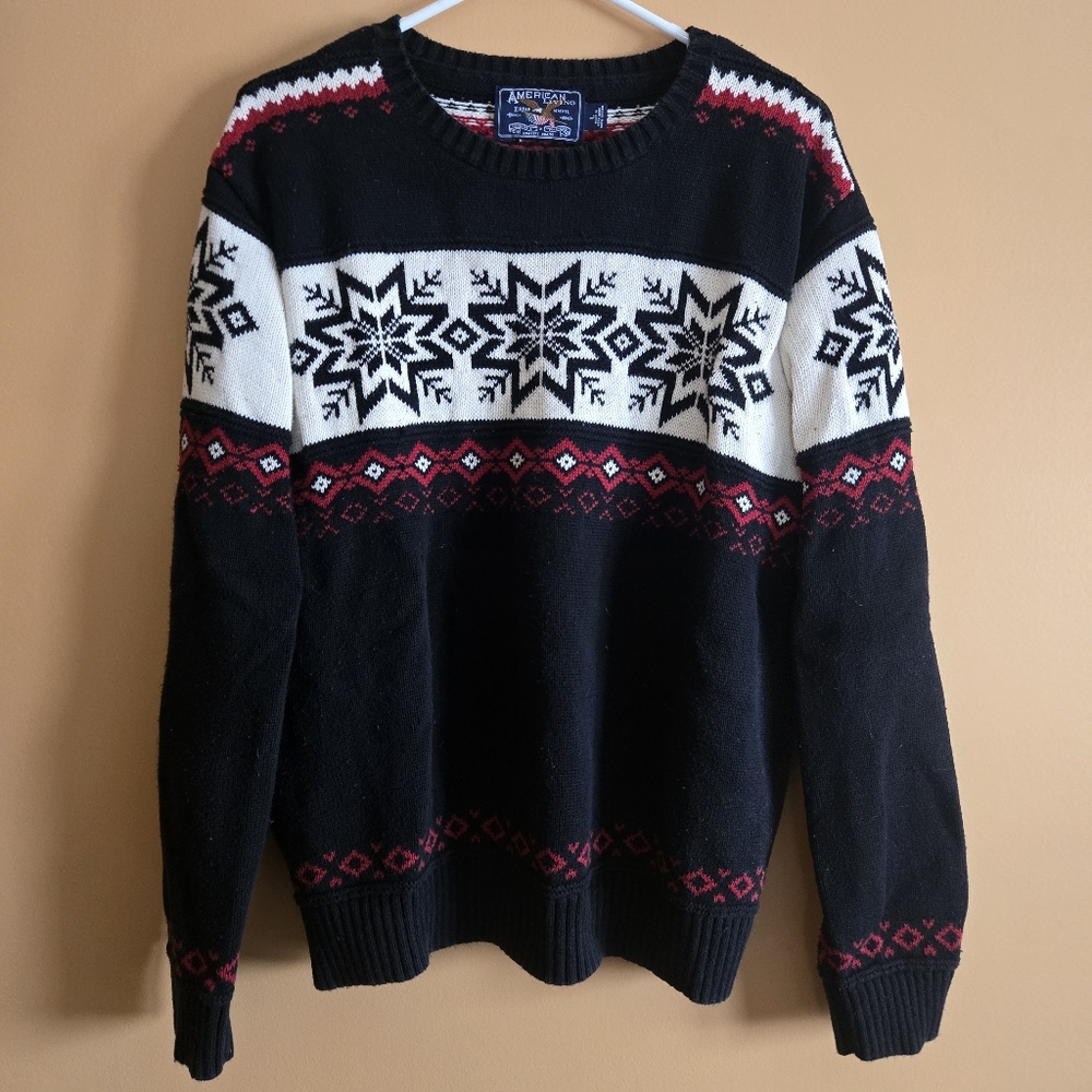 American Living Snowflake Crewneck Sweater PTP=21.5"